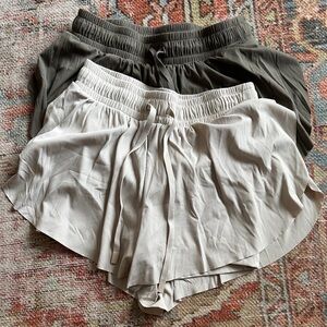 Women’s Elastic Waist Lounge Shorts — Light Beige and Brown
